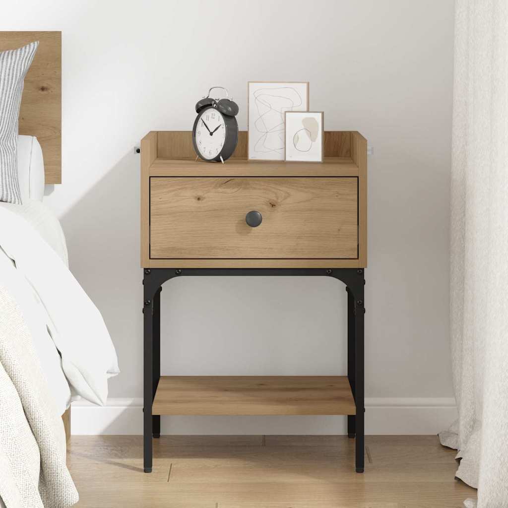 Nachtkastje met lade Artisan Eiken 40 x 29 x 60 cm Bewerkt hout