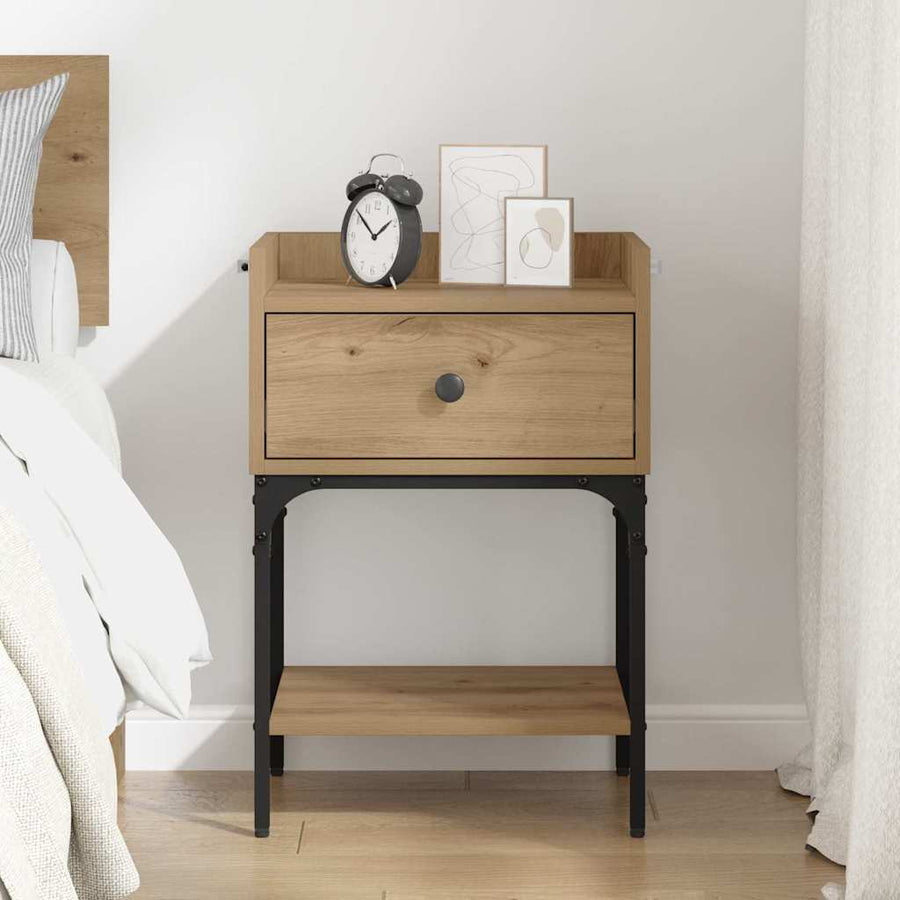 Nachtkastje met lade Artisan Eiken 40 x 29 x 60 cm Bewerkt hout