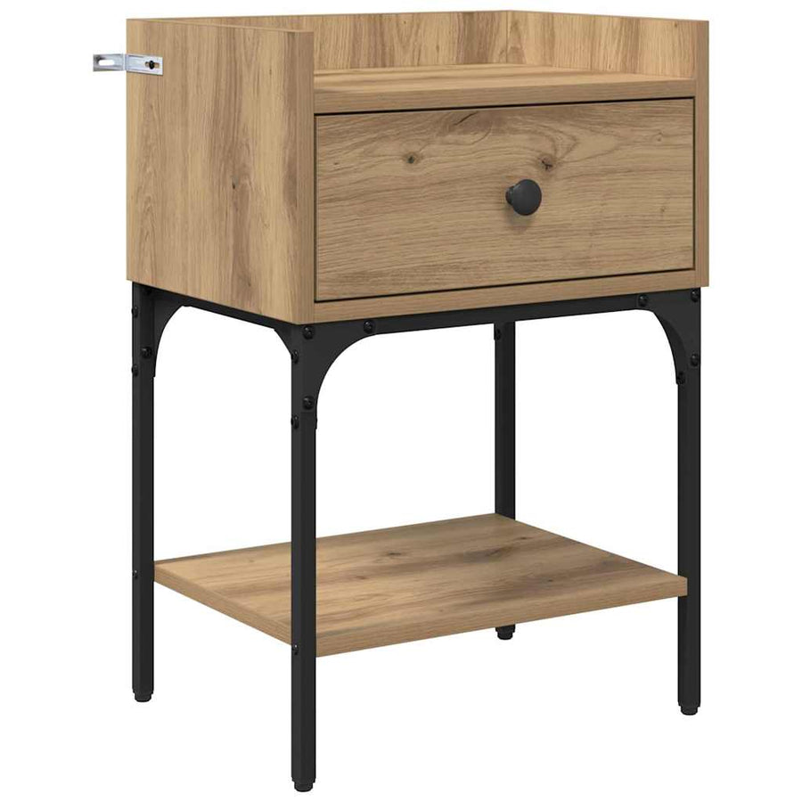Nachtkastje met lade Artisan Eiken 40 x 29 x 60 cm Bewerkt hout
