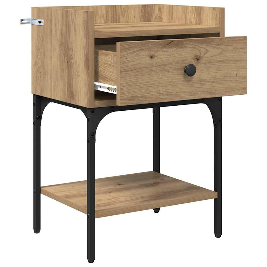 Nachtkastje met lade Artisan Eiken 40 x 29 x 60 cm Bewerkt hout
