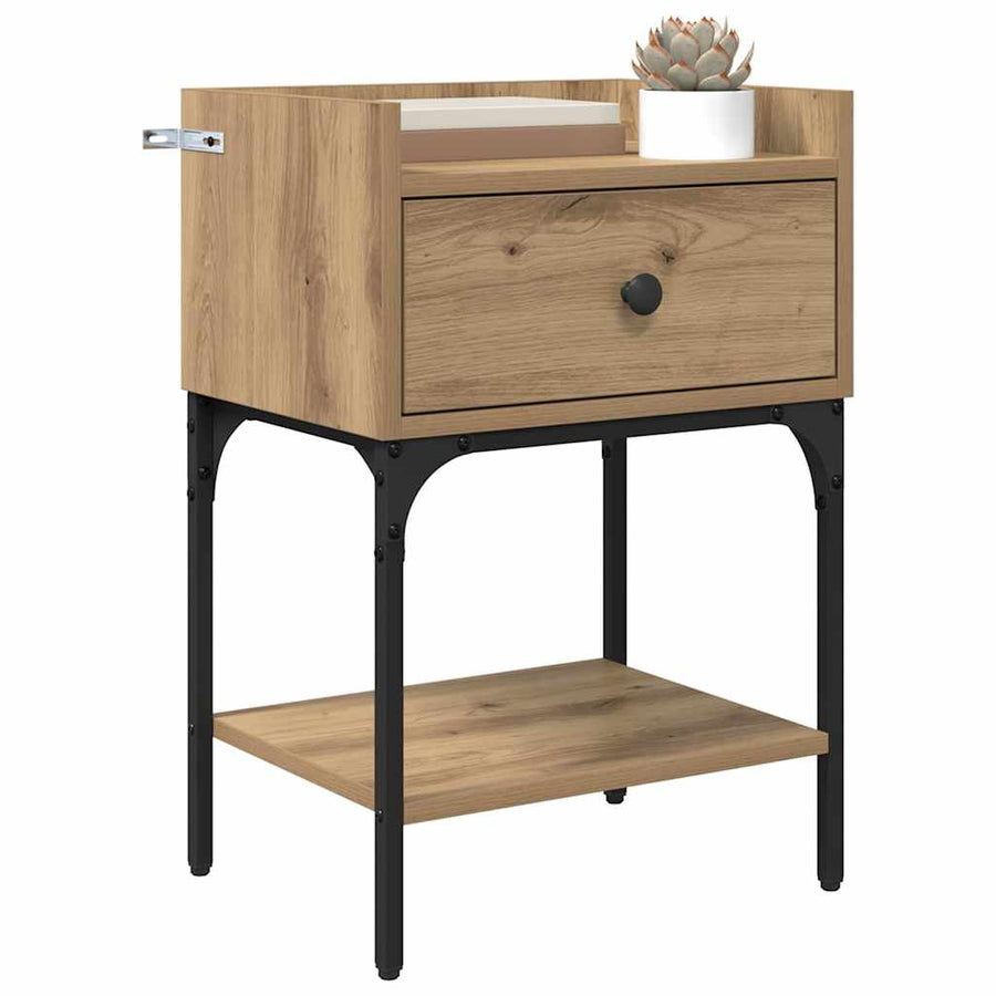 Nachtkastje met lade Artisan Eiken 40 x 29 x 60 cm Bewerkt hout