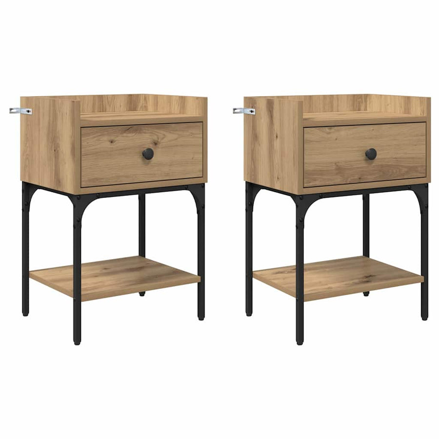 Nachtkastje 2 pcs Artisan Eiken 40 x 29 x 60 cm Bewerkt hout