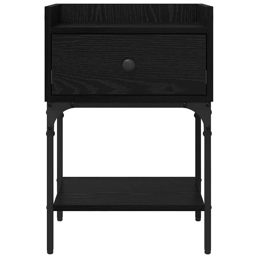 Nachtkastje met lade Zwart Eiken 40 x 29 x 60 cm Bewerkt hout