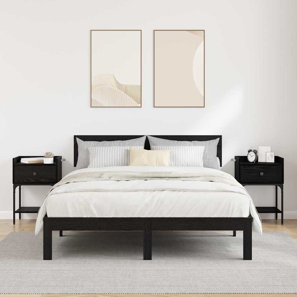Nachtkastje 2 pcs Zwart Eiken 40 x 29 x 60 cm Bewerkt hout