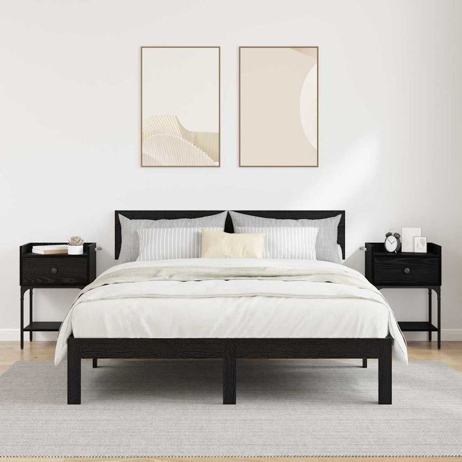 Nachtkastje 2 pcs Zwart Eiken 40 x 29 x 60 cm Bewerkt hout