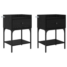 Nachtkastje 2 pcs Zwart Eiken 40 x 29 x 60 cm Bewerkt hout