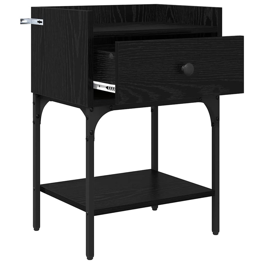 Nachtkastje 2 pcs Zwart Eiken 40 x 29 x 60 cm Bewerkt hout