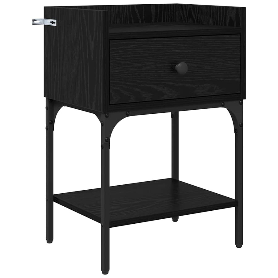 Nachtkastje 2 pcs Zwart Eiken 40 x 29 x 60 cm Bewerkt hout