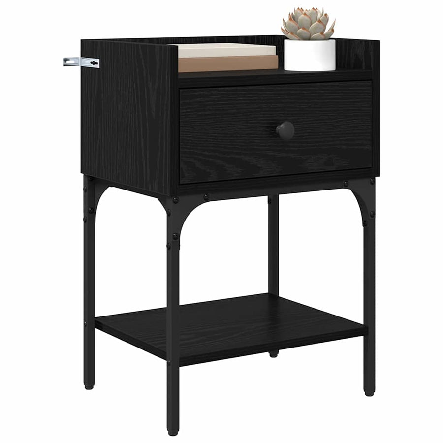 Nachtkastje 2 pcs Zwart Eiken 40 x 29 x 60 cm Bewerkt hout