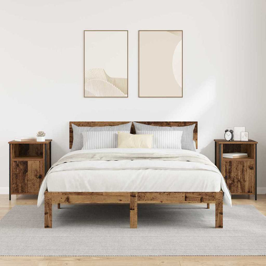 Nachtkastje 2 pcs Oudhout 40 x 42 x 60 cm Bewerkt hout