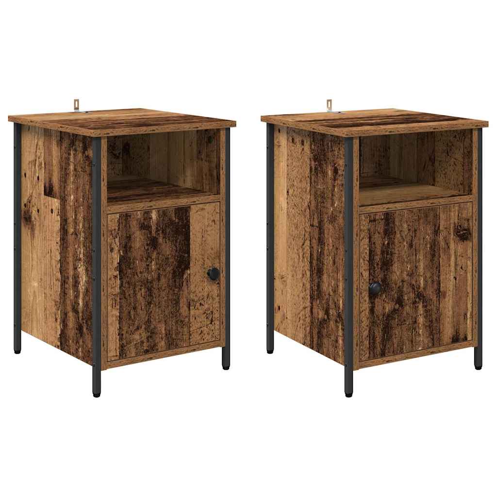 Nachtkastje 2 pcs Oudhout 40 x 42 x 60 cm Bewerkt hout