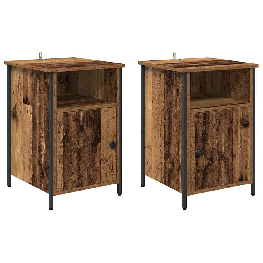 Nachtkastje 2 pcs Oudhout 40 x 42 x 60 cm Bewerkt hout
