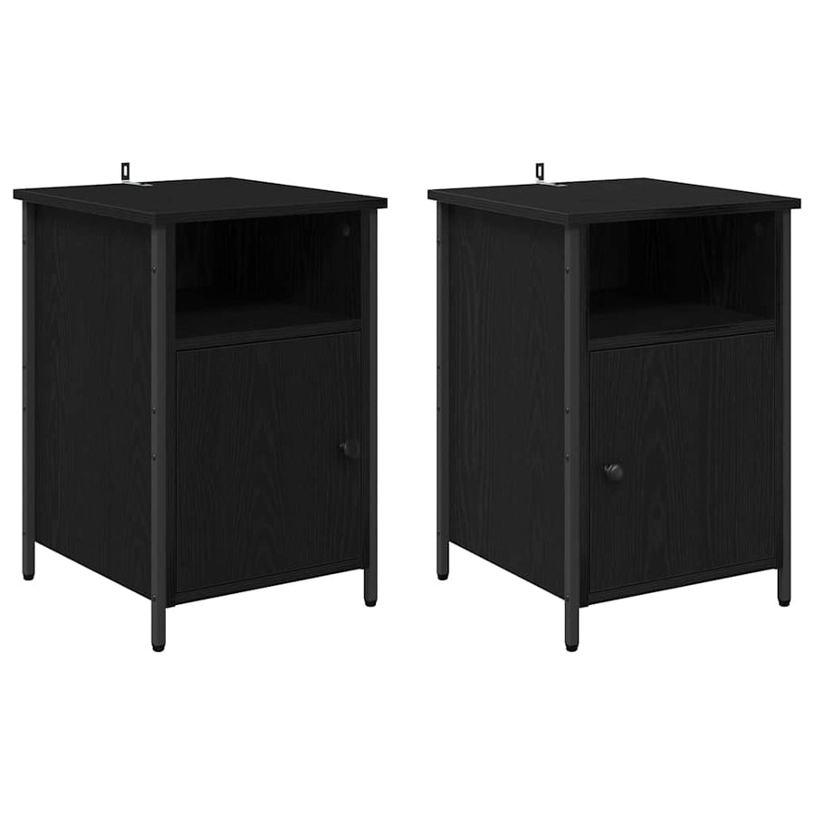 Nachtkastje 2 pcs Zwart Eiken 40 x 42 x 60 cm Bewerkt hout