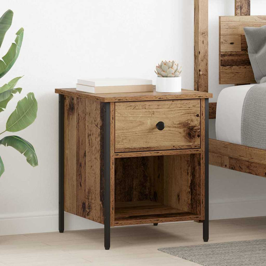 Nachtkastje met lade Oudhout 40 x 42 x 50 cm Bewerkt hout