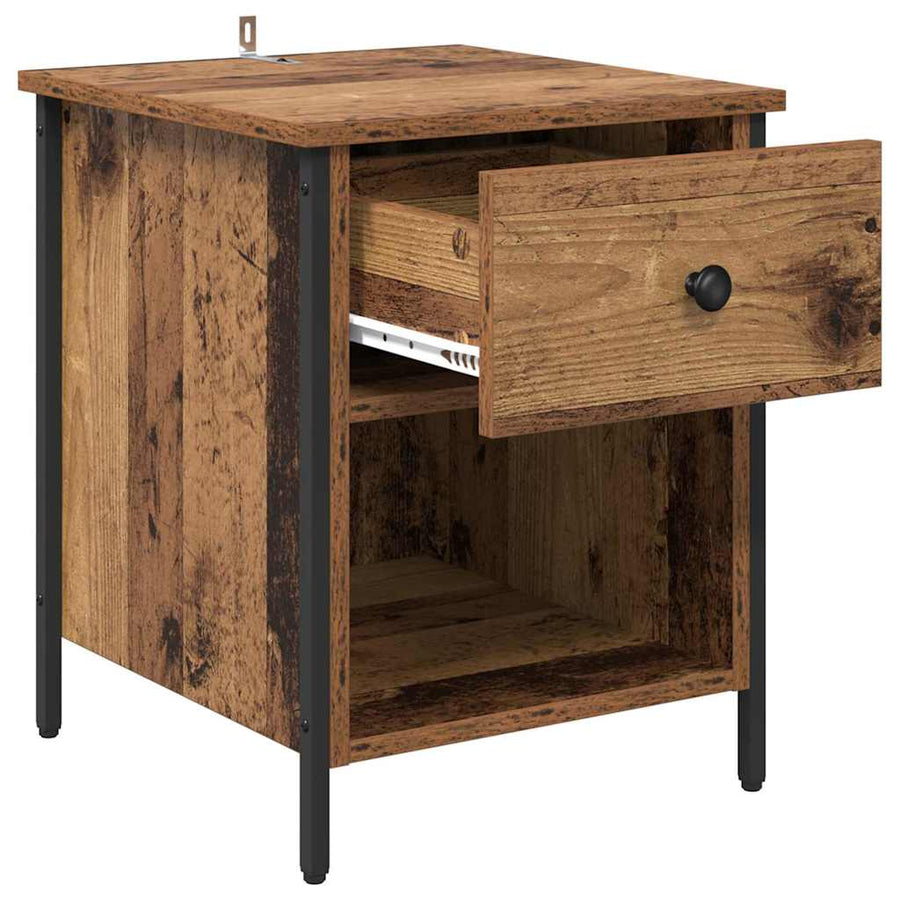 Nachtkastje met lade Oudhout 40 x 42 x 50 cm Bewerkt hout