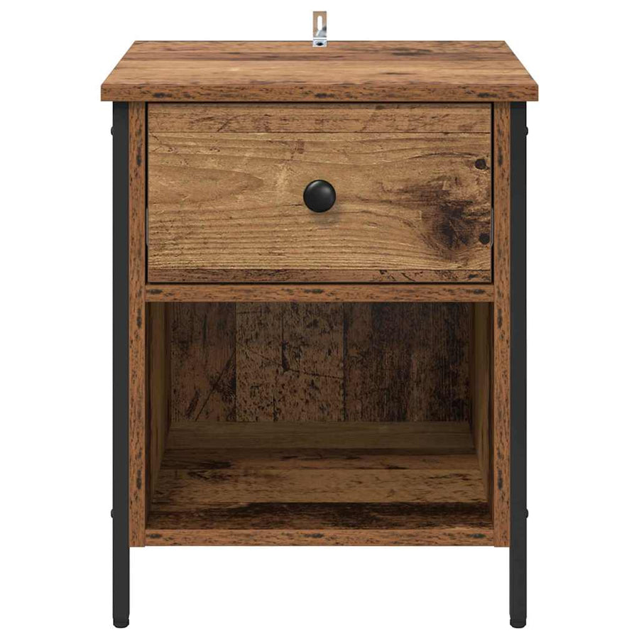 Nachtkastje met lade Oudhout 40 x 42 x 50 cm Bewerkt hout