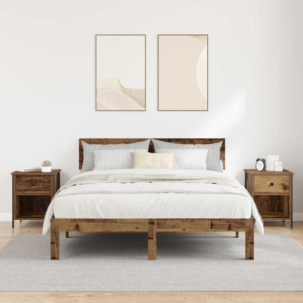 Nachtkastje met lade 2 pcs Oudhout 40 x 42 x 50 cm Bewerkt hout
