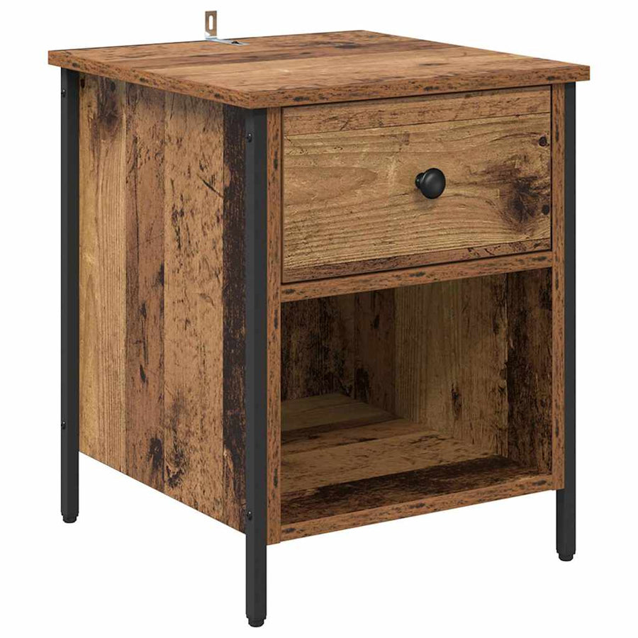 Nachtkastje met lade 2 pcs Oudhout 40 x 42 x 50 cm Bewerkt hout