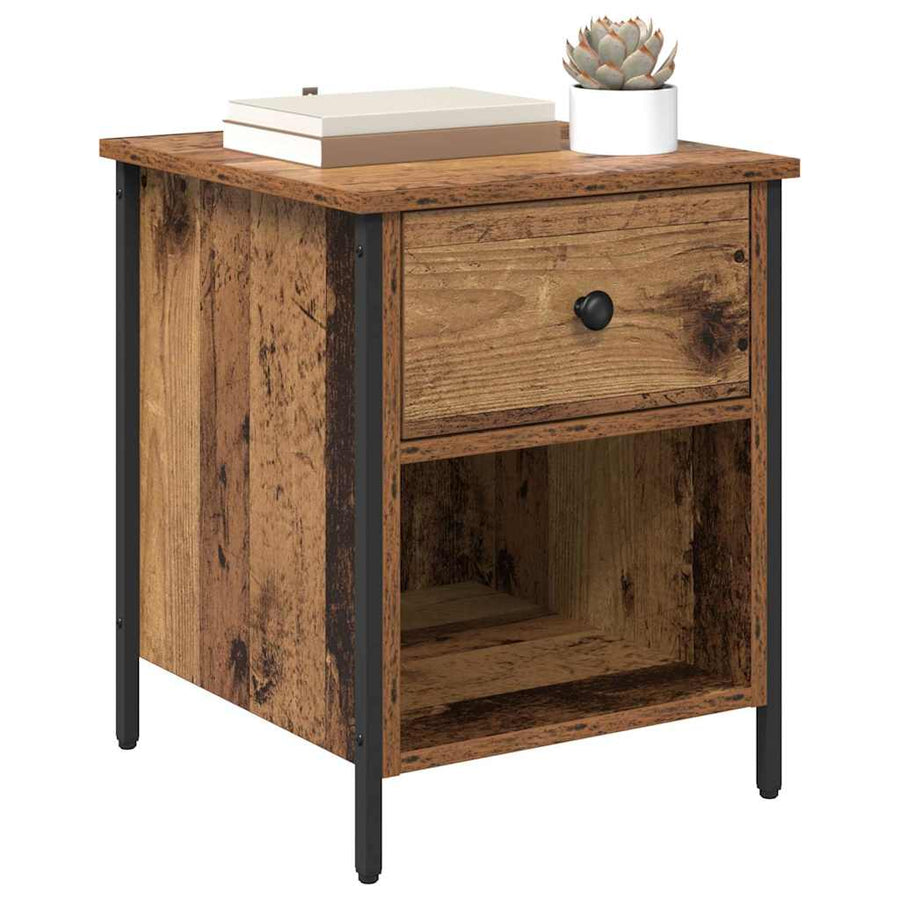 Nachtkastje met lade 2 pcs Oudhout 40 x 42 x 50 cm Bewerkt hout