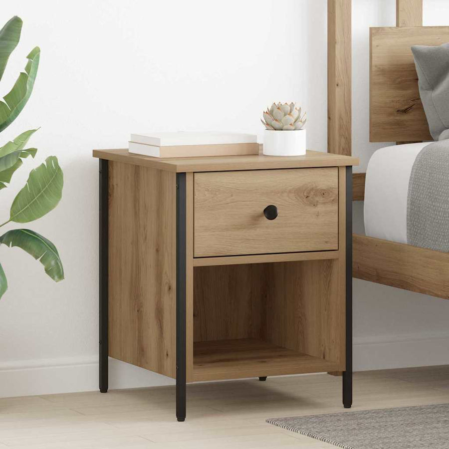 Nachtkastje met lade Artisan Eiken 40 x 42 x 50 cm Bewerkt hout