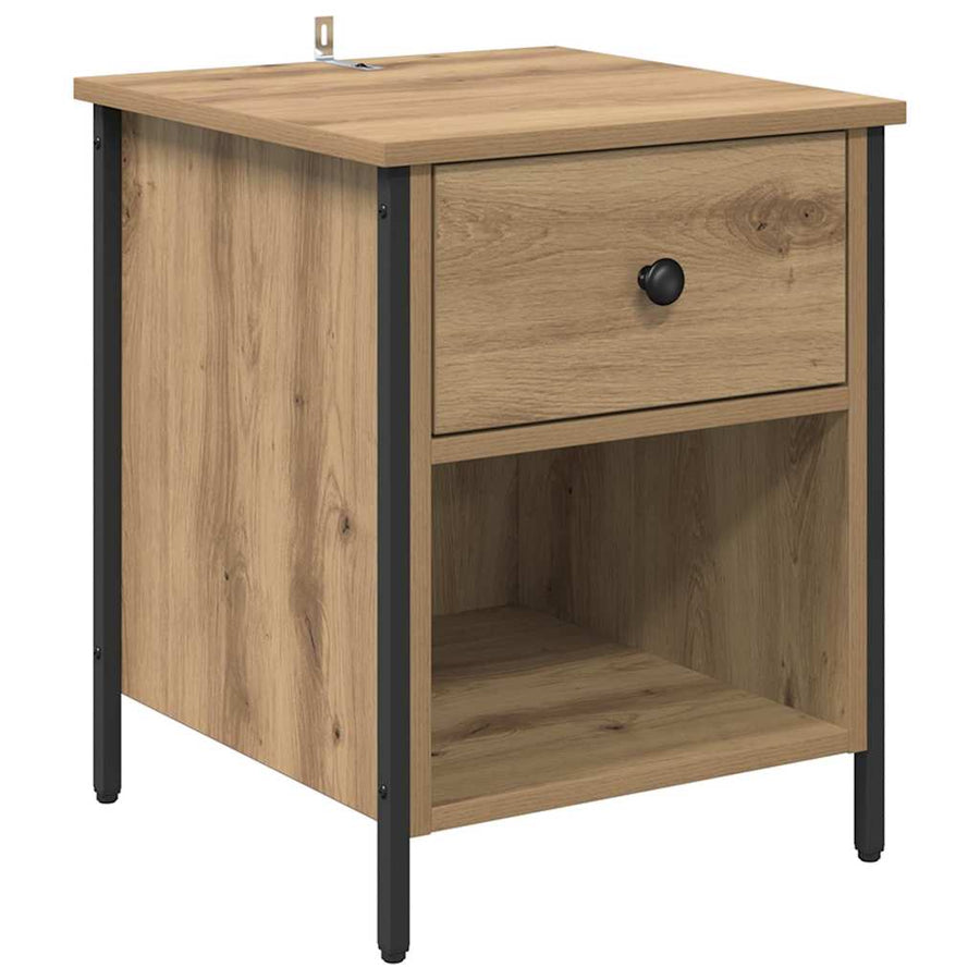 Nachtkastje met lade Artisan Eiken 40 x 42 x 50 cm Bewerkt hout