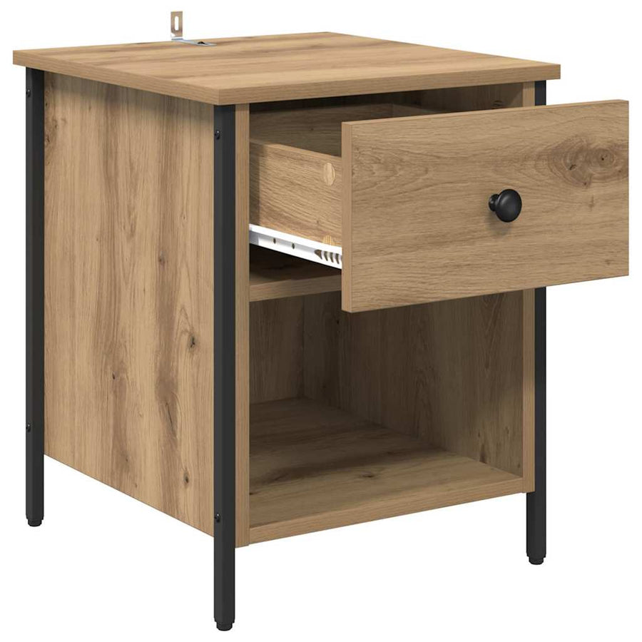 Nachtkastje met lade Artisan Eiken 40 x 42 x 50 cm Bewerkt hout