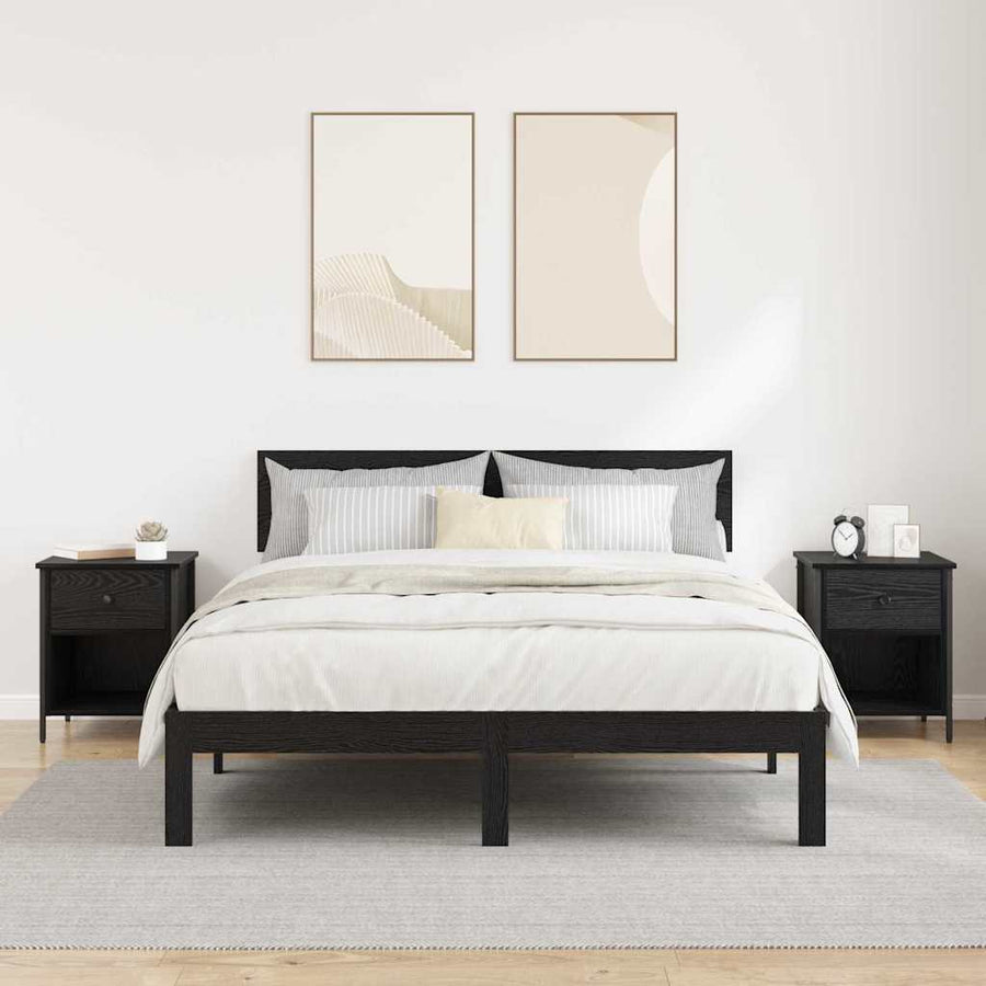 Nachtkastje 2 pcs Zwart Eiken 40 x 42 x 50 cm Bewerkt hout