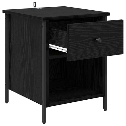 Nachtkastje 2 pcs Zwart Eiken 40 x 42 x 50 cm Bewerkt hout