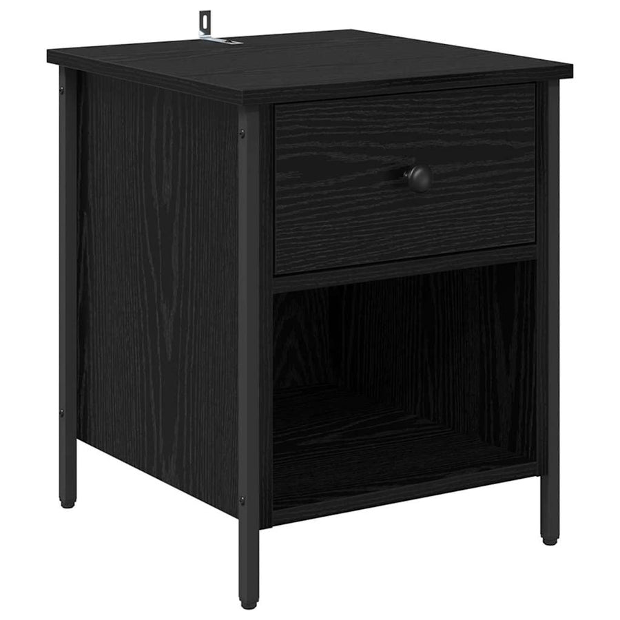 Nachtkastje 2 pcs Zwart Eiken 40 x 42 x 50 cm Bewerkt hout