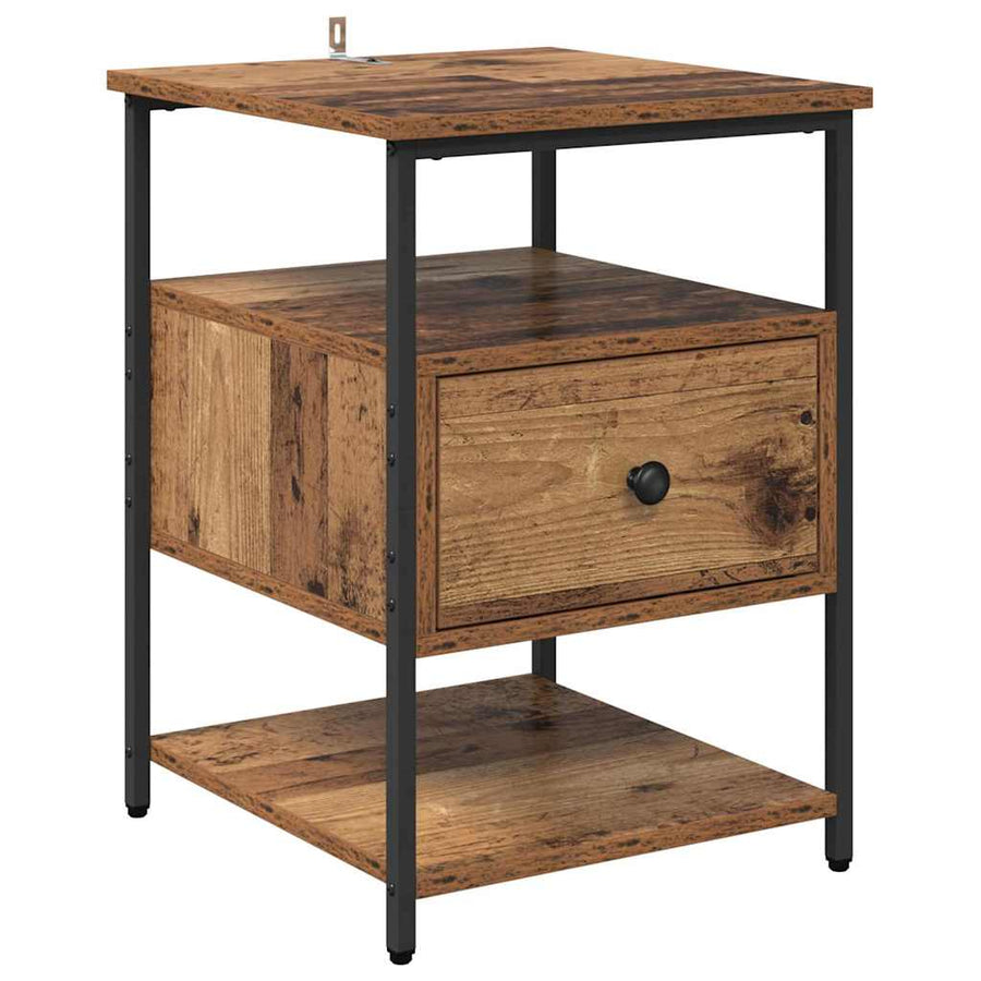 Nachtkastje met lade Oudhout 40 x 42 x 56 cm Bewerkt hout