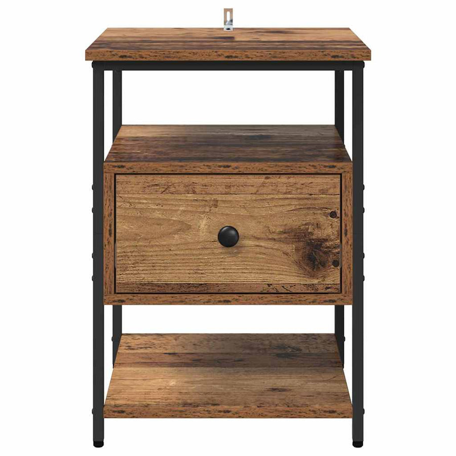 Nachtkastje met lade Oudhout 40 x 42 x 56 cm Bewerkt hout