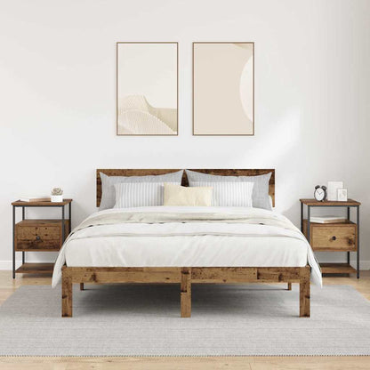 Nachtkastje met lade 2 pcs Oudhout 40 x 42 x 56 cm Bewerkt hout