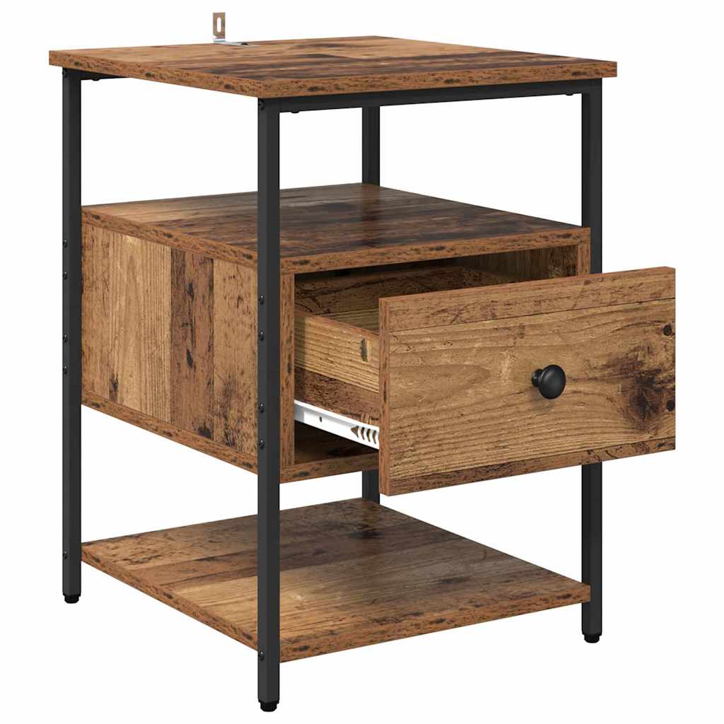Nachtkastje met lade 2 pcs Oudhout 40 x 42 x 56 cm Bewerkt hout