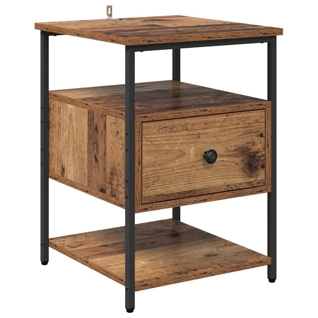 Nachtkastje met lade 2 pcs Oudhout 40 x 42 x 56 cm Bewerkt hout