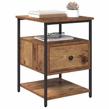 Nachtkastje met lade 2 pcs Oudhout 40 x 42 x 56 cm Bewerkt hout