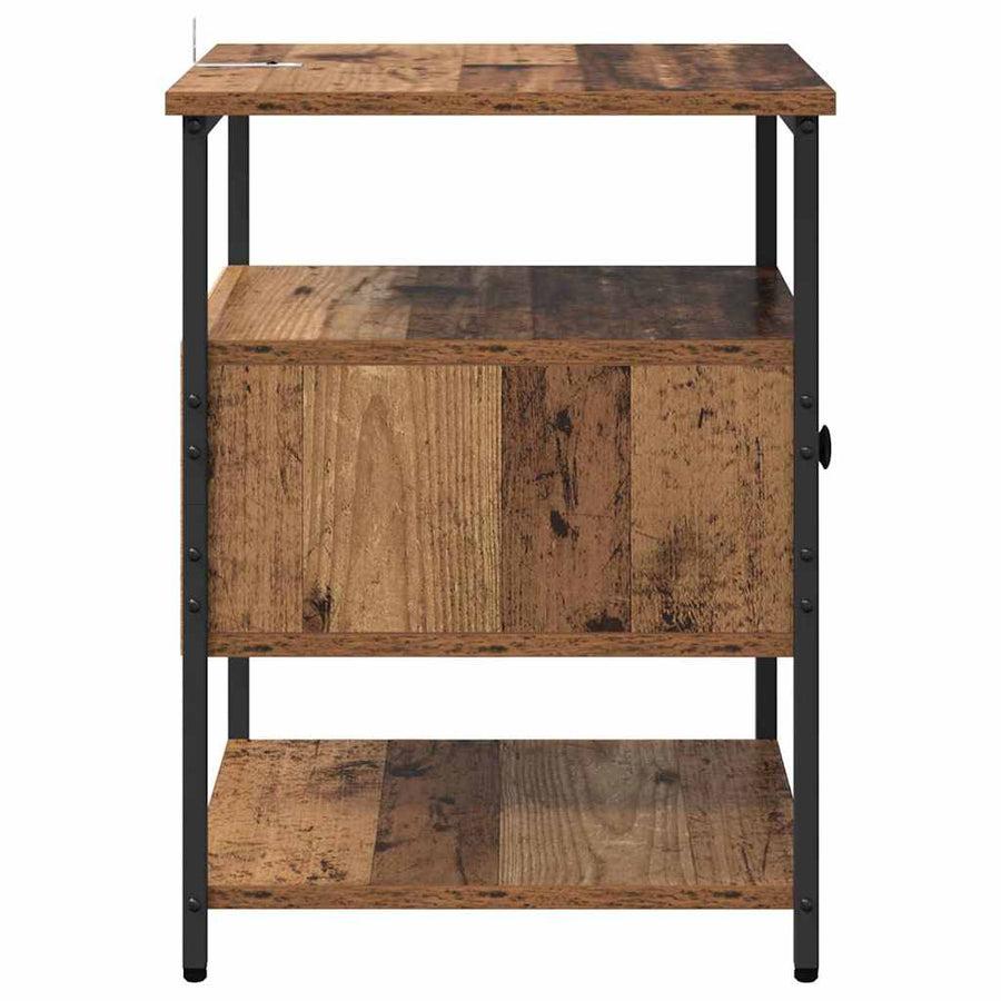 Nachtkastje met lade 2 pcs Oudhout 40 x 42 x 56 cm Bewerkt hout