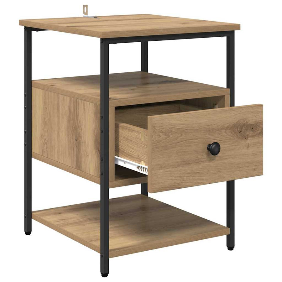 Nachtkastje met lade Artisan Eiken 40 x 42 x 56 cm Bewerkt hout