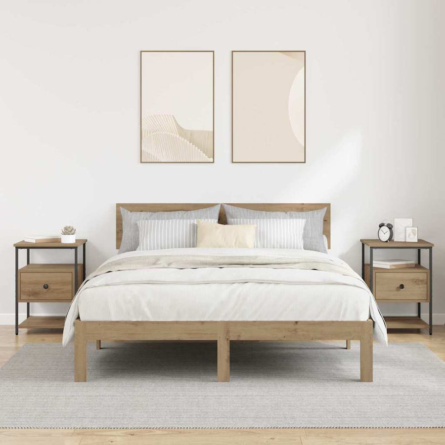 Nachtkastje 2 pcs Artisan Eiken 40 x 42 x 56 cm Bewerkt hout