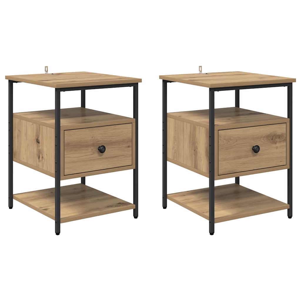 Nachtkastje 2 pcs Artisan Eiken 40 x 42 x 56 cm Bewerkt hout