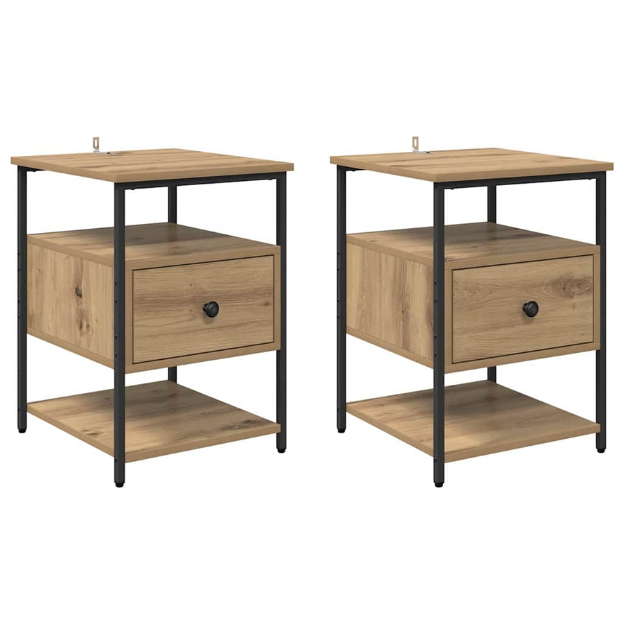 Nachtkastje 2 pcs Artisan Eiken 40 x 42 x 56 cm Bewerkt hout