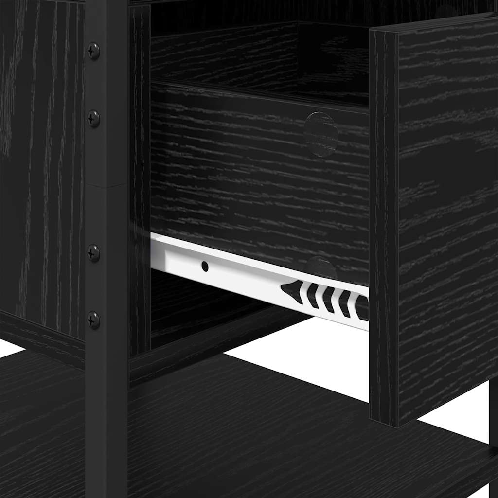 Nachtkastje 2 pcs Zwart Eiken 40 x 42 x 56 cm Bewerkt hout