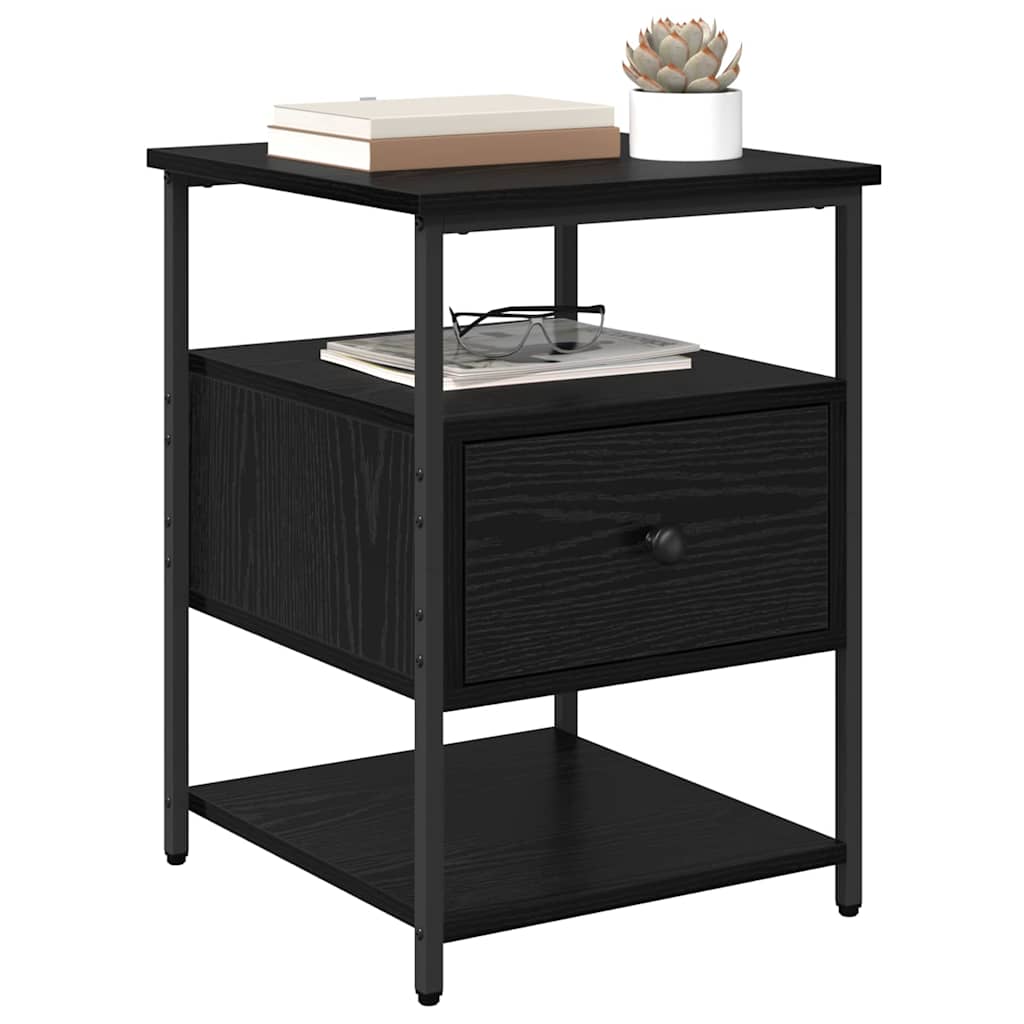 Nachtkastje 2 pcs Zwart Eiken 40 x 42 x 56 cm Bewerkt hout