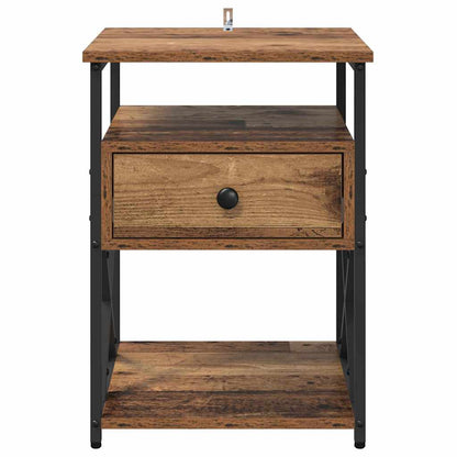 Nachtkastje met lade Oudhout 40 x 42 x 55 cm Bewerkt hout