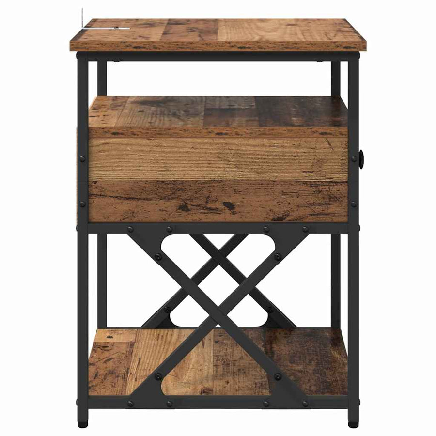 Nachtkastje met lade Oudhout 40 x 42 x 55 cm Bewerkt hout
