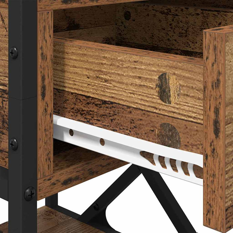 Nachtkastje met lade 2 pcs Oudhout 40 x 42 x 55 cm Bewerkt hout
