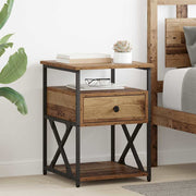 Nachtkastje 40x42x55 cm oud hout 2 lades