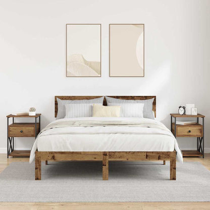 Nachtkastje met lade 2 pcs Oudhout 40 x 42 x 55 cm Bewerkt hout