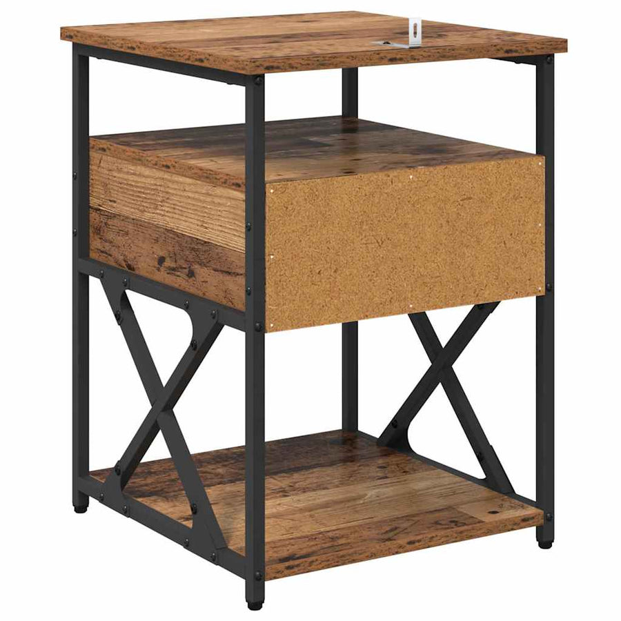 Nachtkastje met lade 2 pcs Oudhout 40 x 42 x 55 cm Bewerkt hout