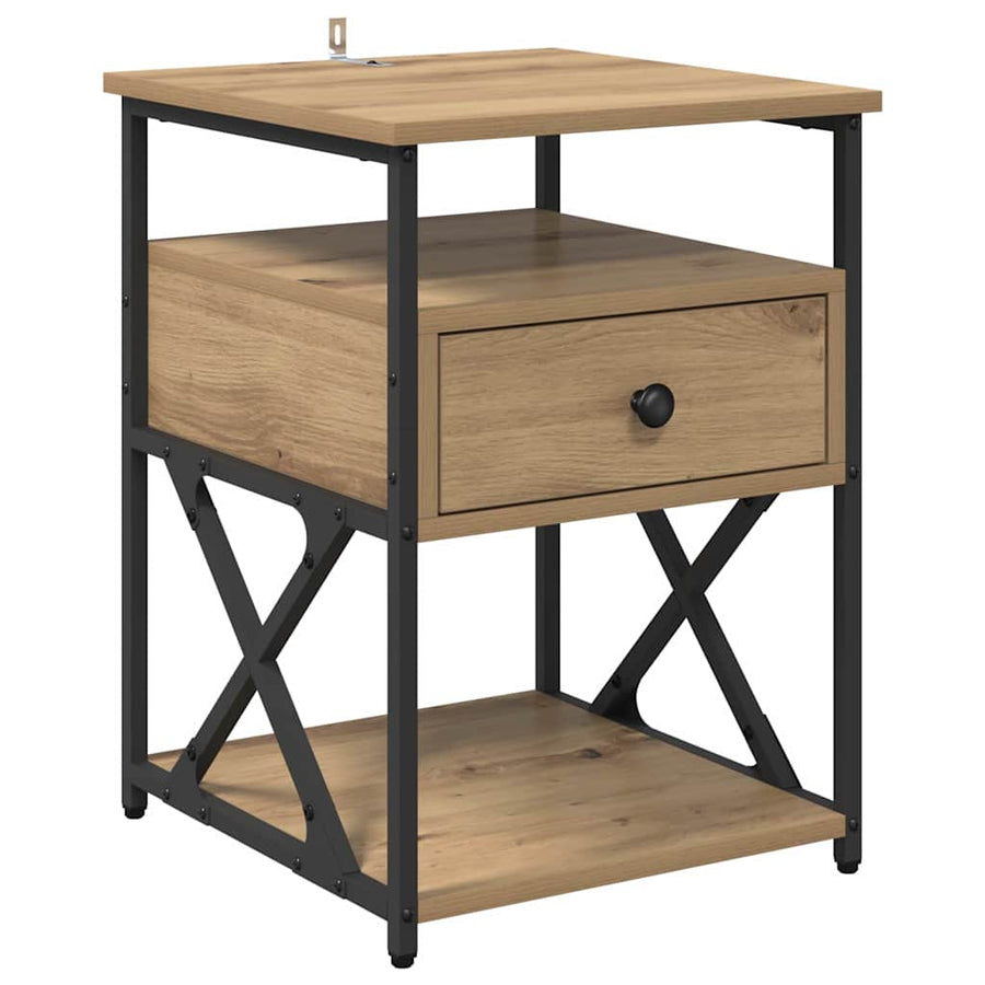 Nachtkastje met lade Artisan Eiken 40 x 42 x 55 cm Bewerkt hout