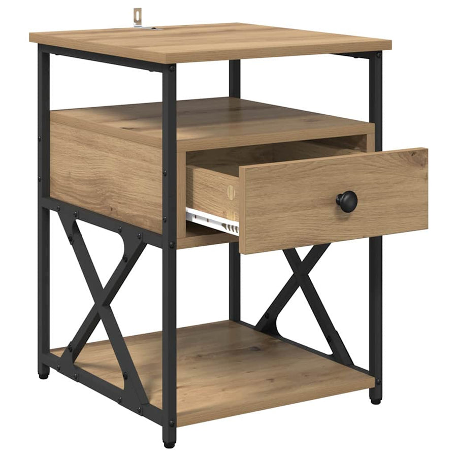 Nachtkastje met lade Artisan Eiken 40 x 42 x 55 cm Bewerkt hout